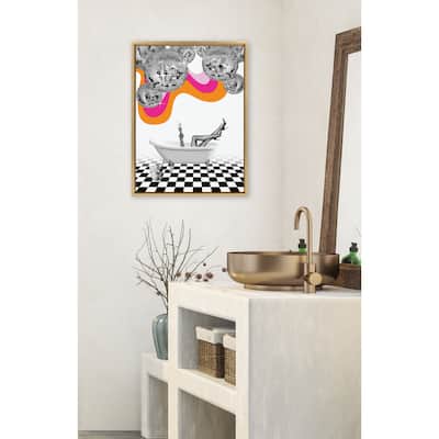 Kate and Laurel Sylvie Disco Bathtub Framed Canvas by Honey Island Studio