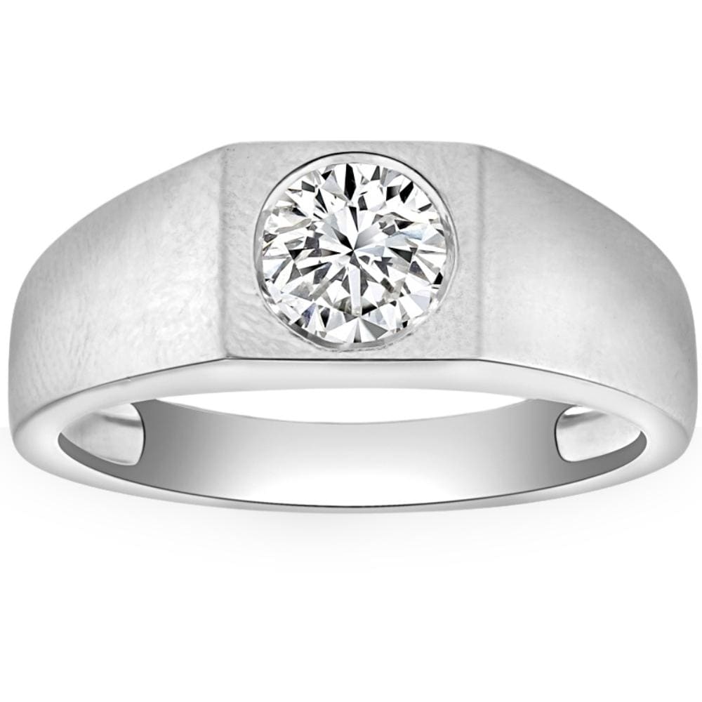Bliss Diamond 1 Ct Solitaire Lab Grown Men's Diamond Wedding Ring in 10k White Gold