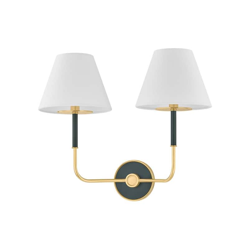 Hudson Valley Lighting MDS2201 Wedgewood 2 Light 16" Tall Wall Sconce - Aged Brass / Soft Studio Green