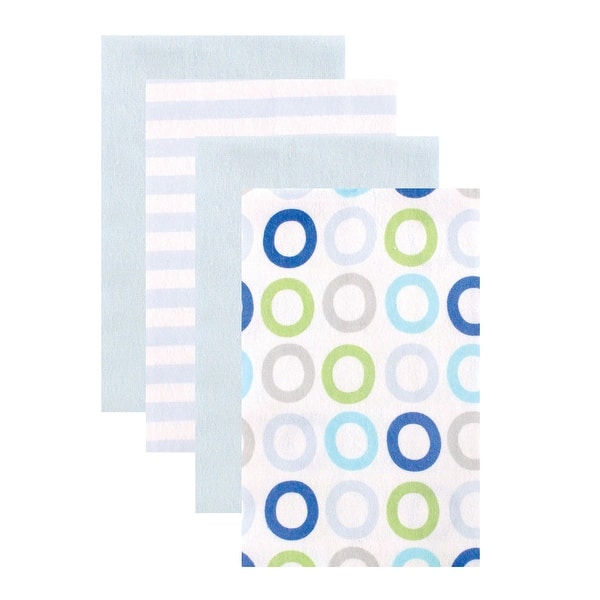 slide 1 of 1, Luvable Friends Baby Boy Flannel Burp Cloths 4pk, Blue, One Size - Blue - One Size One Size - Blue