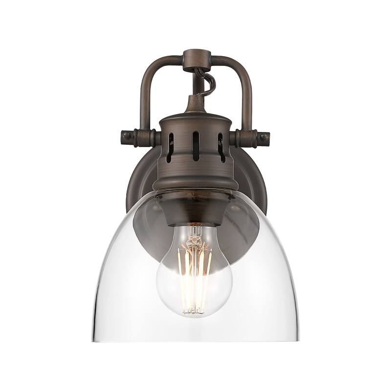 Yep by Golden Lighting Duncan 1-light Vanity in Rubbed Bronze and Clear Glass