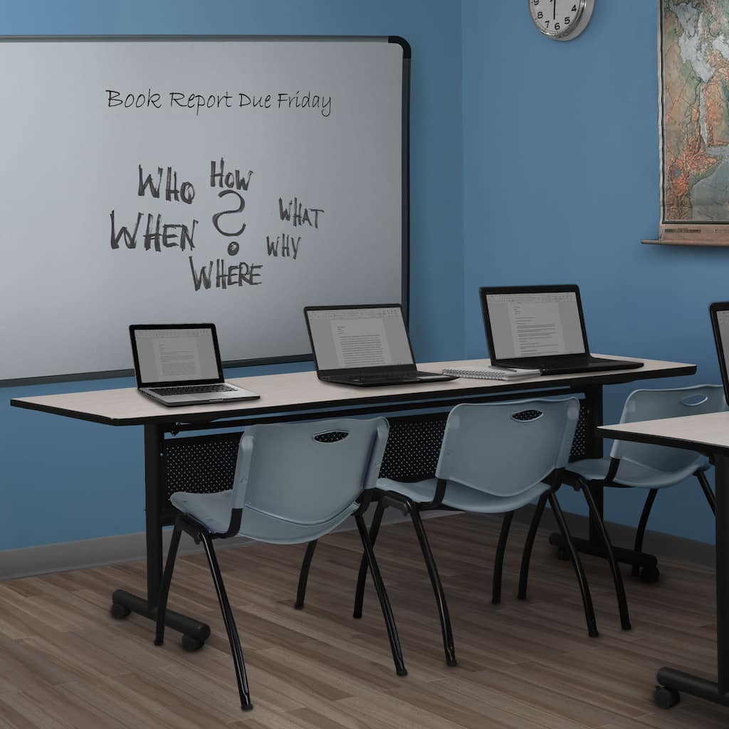 84" Flip Top Mobile Training Table with Modesty- Maple