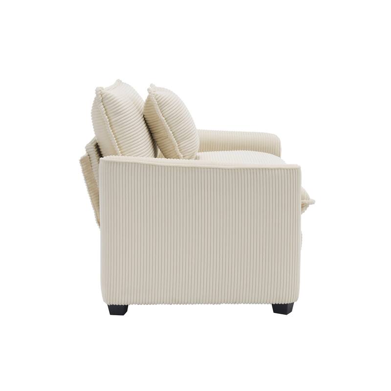 Oversized 3 - Piece Sofa Set with Corduroy 3-Seater Sofa and 2-Seater Loveseat & Single Deep Seat Sofa Chair for Livingroom