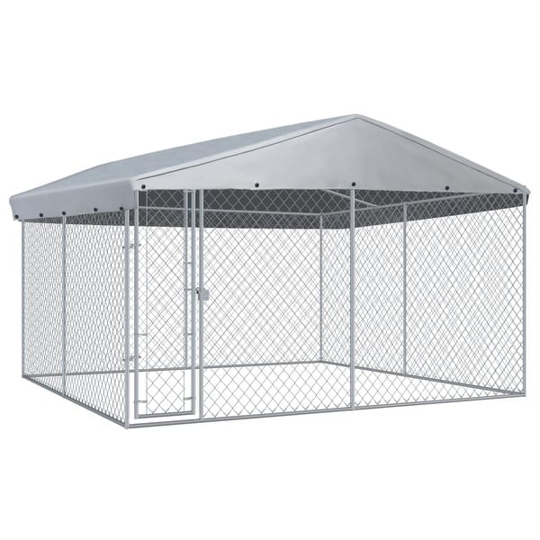 Vidaxl Outdoor Dog Kennel With Roof 150 4 X150 4 X94 5 Overstock