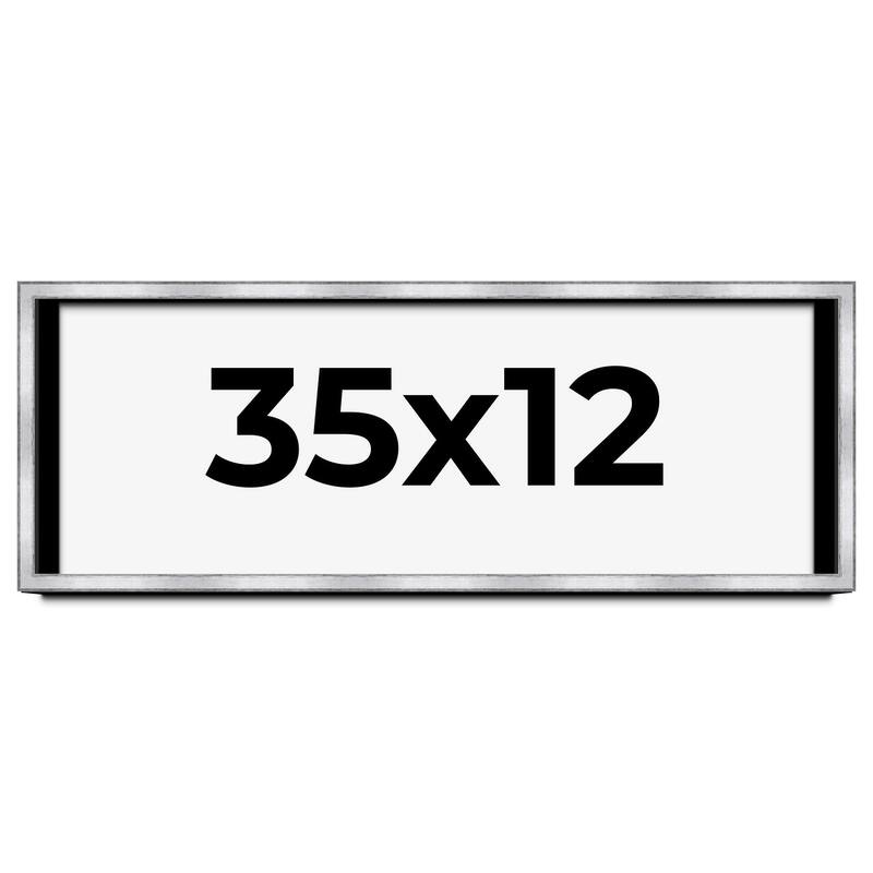 35x12 Shadow Box Frame Silver | 1.375 Inches Deep Real Wood