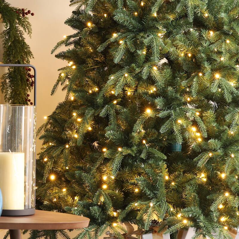 Glitzhome 7.5FT/9FT/11FT/15FT Pre-Lit Green Slim Fir Artificial Christmas Tree with Remote Control