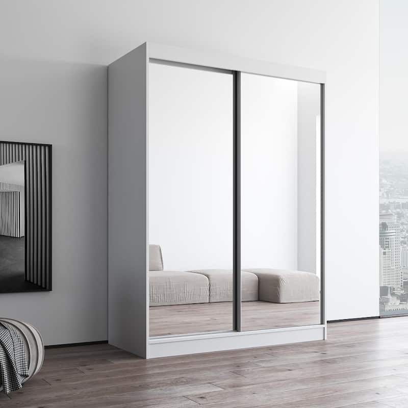 Copper Grove Parasol Modern Glossy Mirrored 2-door Wardrobe Armoire