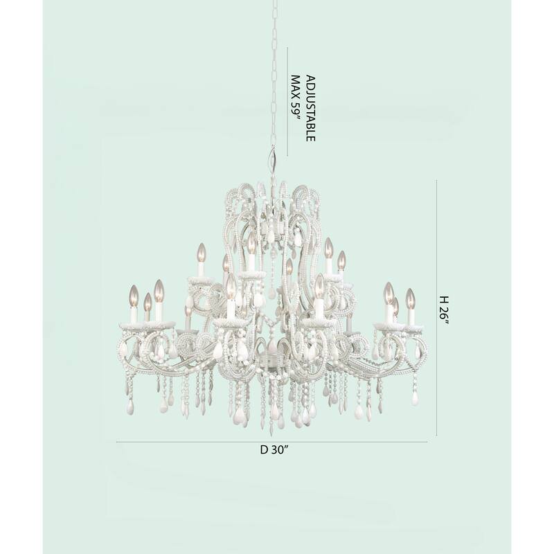 8-Light White Chandelier With White Crystals