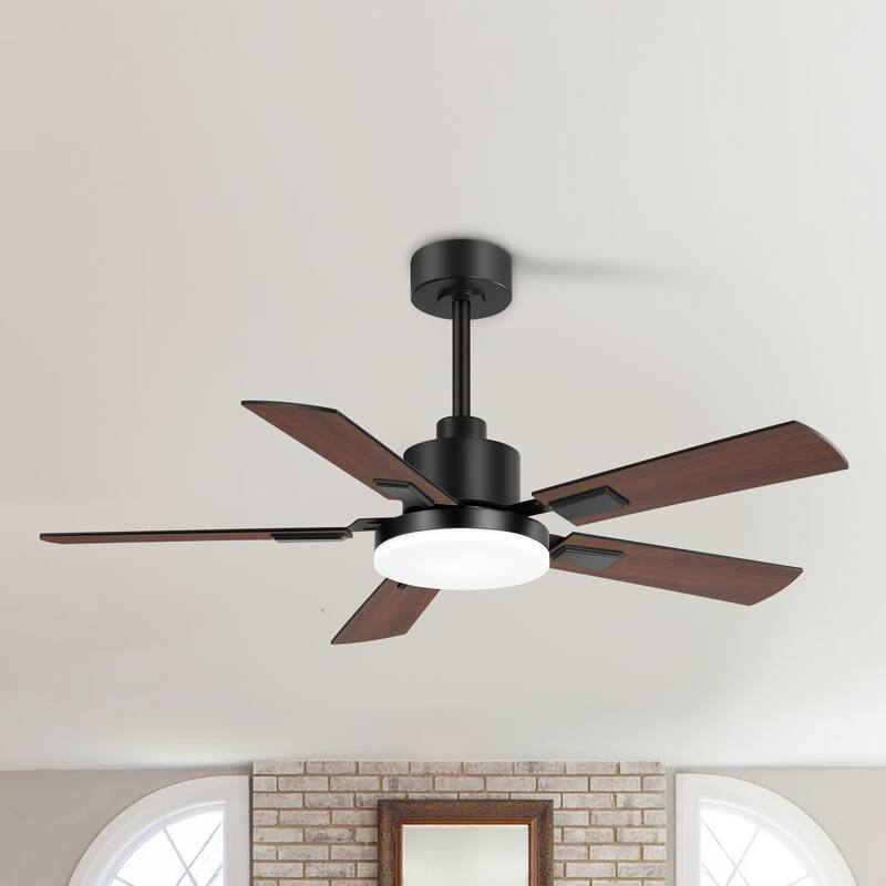 48/52/60-inch Modern Ceiling Fan with LED Light and Remote (3/5/6 Reversible Blades) - 48-Inch-5-Blade - Remote
