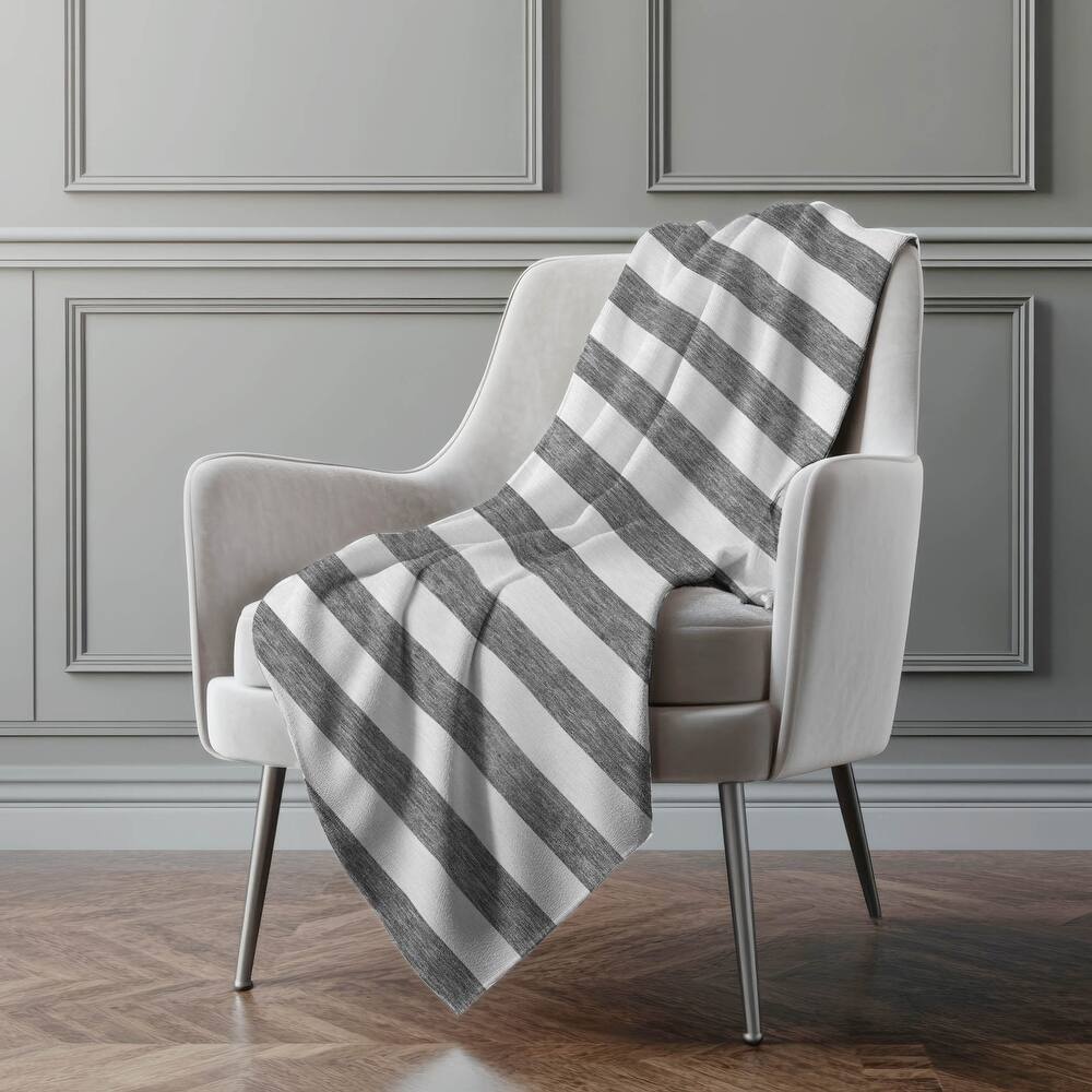Premium Machine Washable Modern Stripes Sherpa Throw Blanket