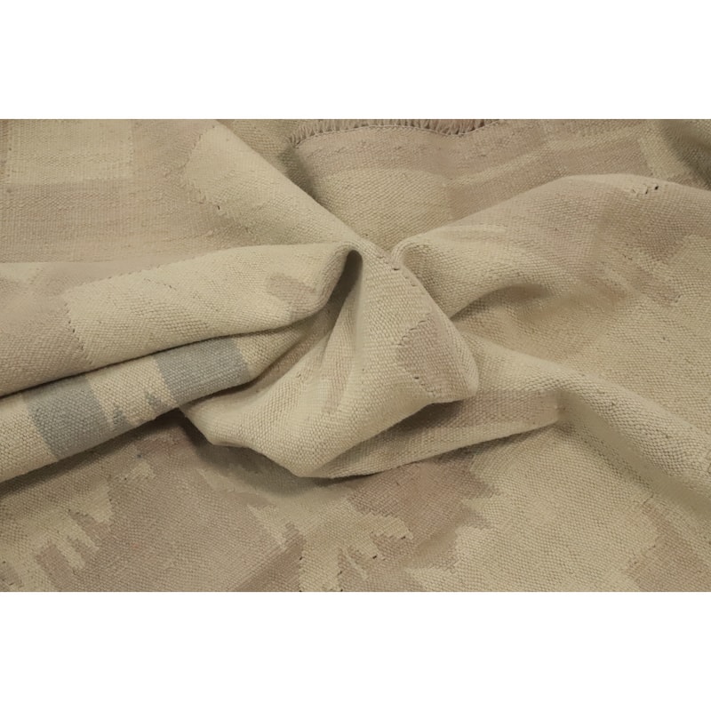 Hand Woven Southwestern Wool Beige Geometric Area Rug - 8' 10'' X 5' 10''