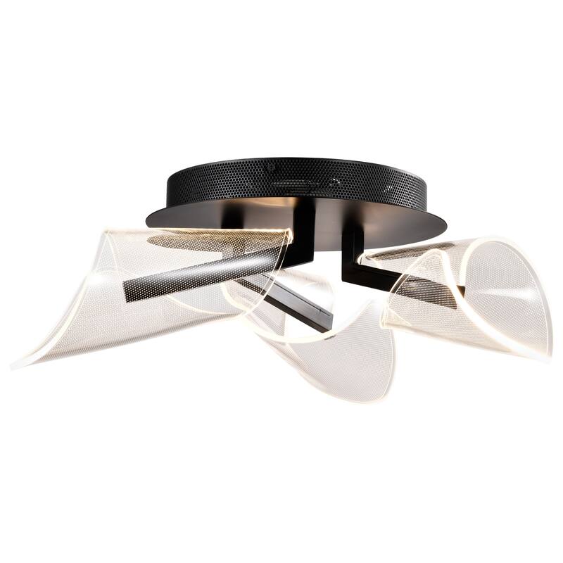 Sedona - 22 Inch LED Flush Mount - Matte Black - Silk Screened Acrylic Lens
