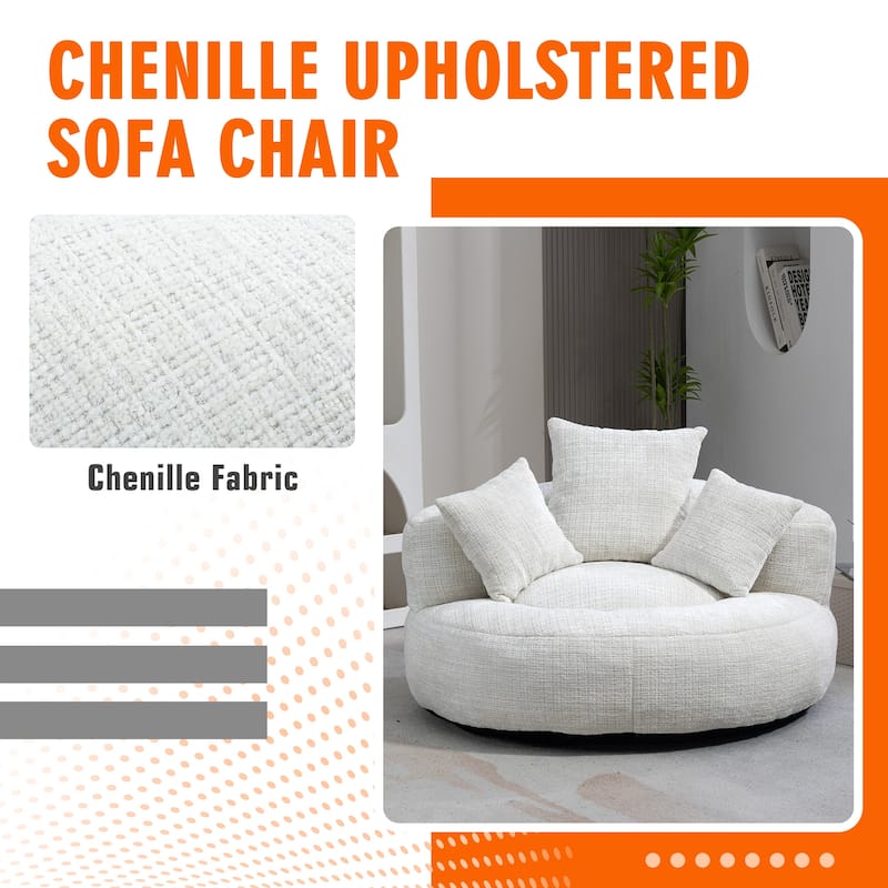 HOMEFUN Chenille Upholstered Durable Comfort Lounger High Back Bean Bag Chair