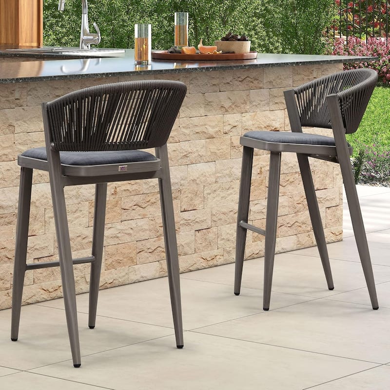 PURPLE LEAF Outdoor Counter Height Bar Stool Set of 2 Outdoor Patio Aluminum Chairs with Cushions