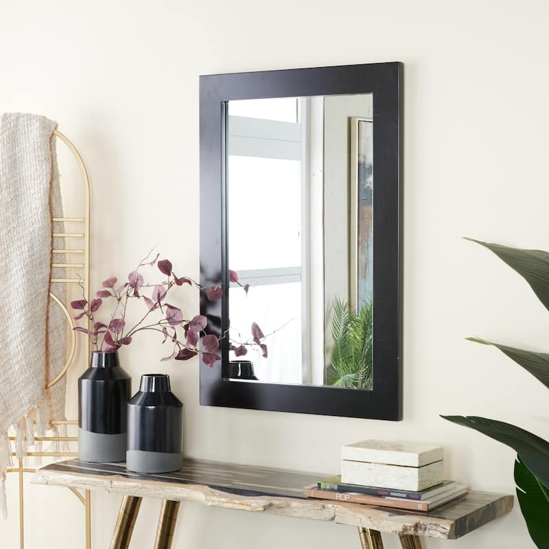 Black Wooden Room Wall Mirror - Black - 24"W, 36"H