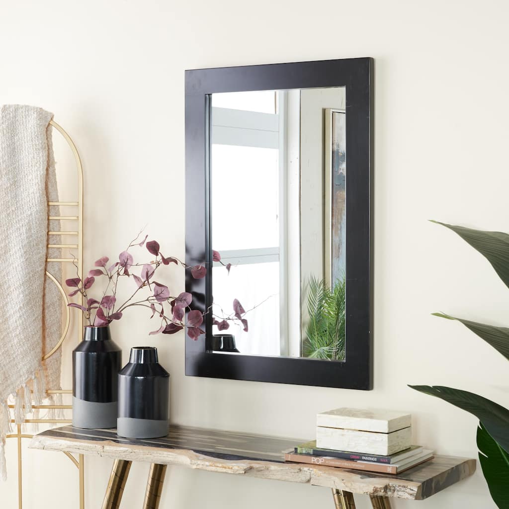 Black Wooden Room Wall Mirror