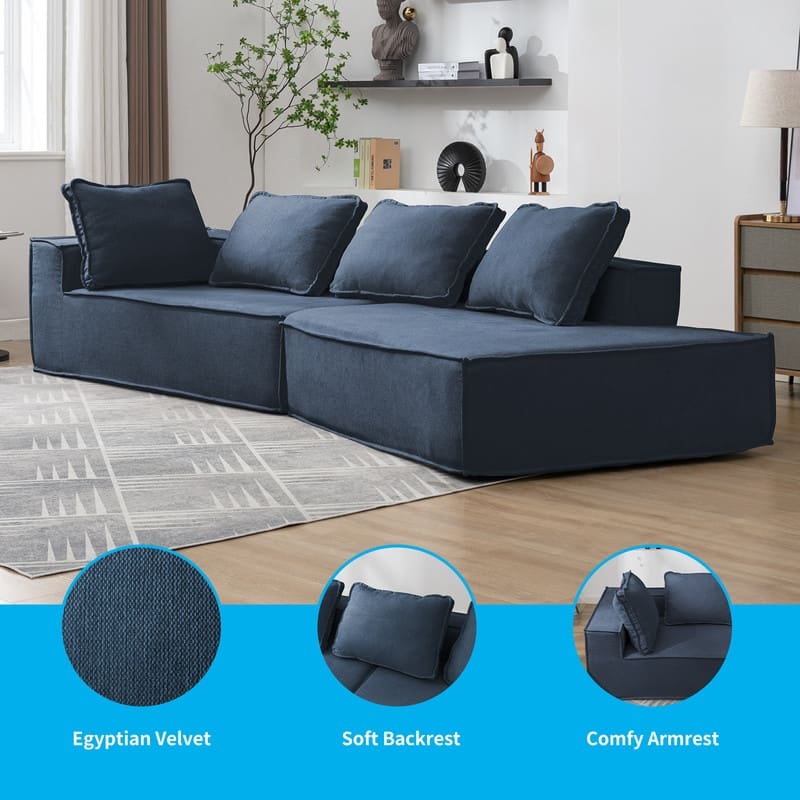 Mixoy 122" 2-Pieces Convertible Sectional Sofa,Oversized Sleeper Couch,Curved Modern Sofas for Living Room