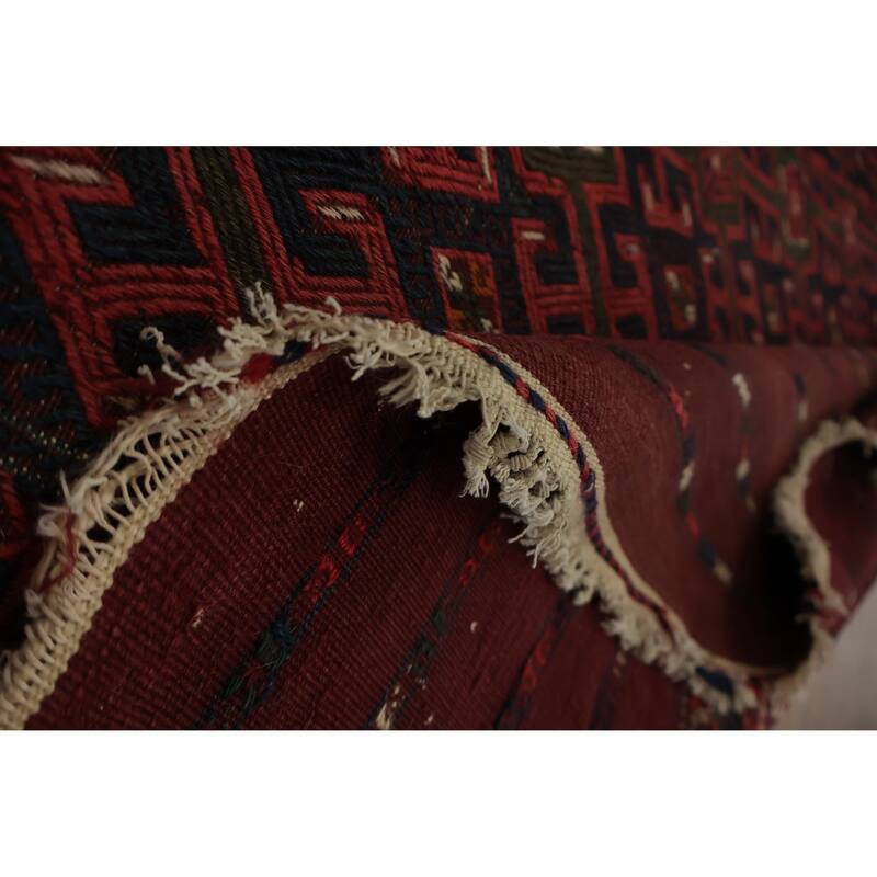 Hand Knotted Oriental 100% Wool Carpet Traditional All-Over Red Sumak Area Rug - 10' 7'' X 6' 9''