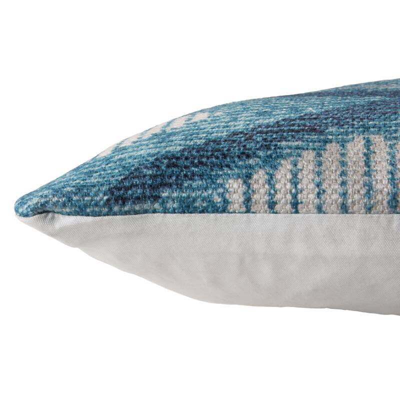 Nikki Chu Sadler Indoor/ Outdoor Tribal Blue/ White Throw Pillow