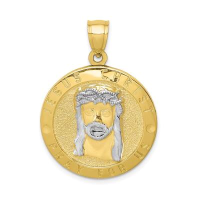 10k Yellow Gold Rhodium Reversible Jesus and Angel Medal