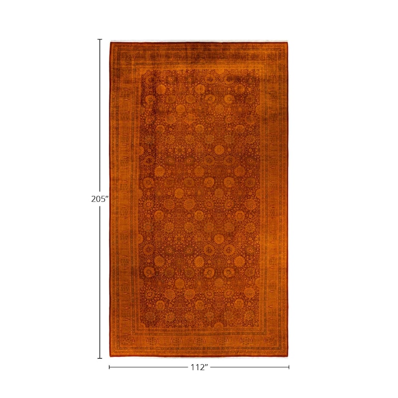 Overton Handknotted Wool Vintage Inspired Contemporary Overdyed Yellow Area Rug - 17' 1" x 9' 4"