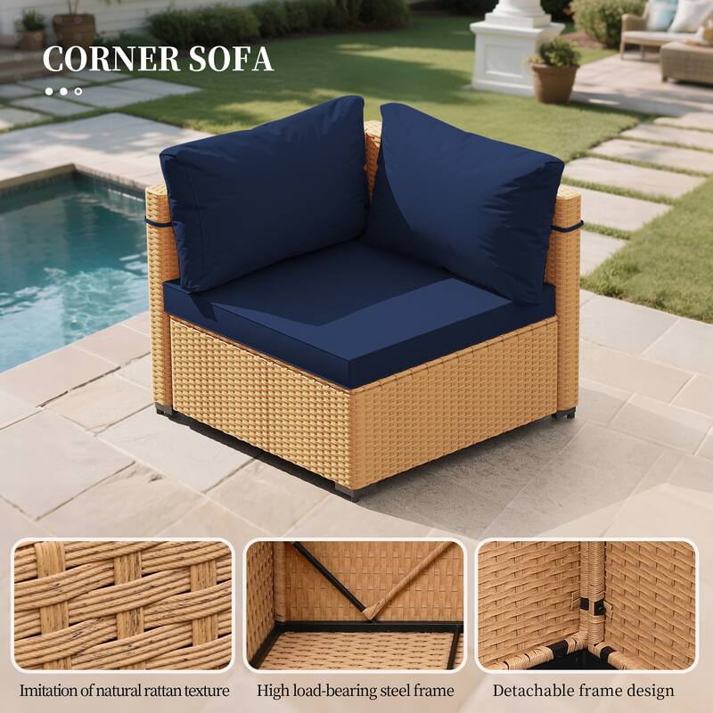UPHA 7-Piece Rattan Patio Sofa Conversation Set with Cushions