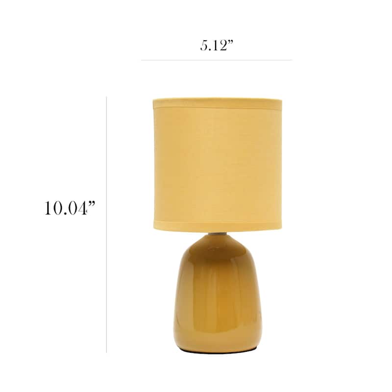 Tall Ceramic Thimble Bedside Table Desk Lamp with Drum Shade - 10" - Yellow