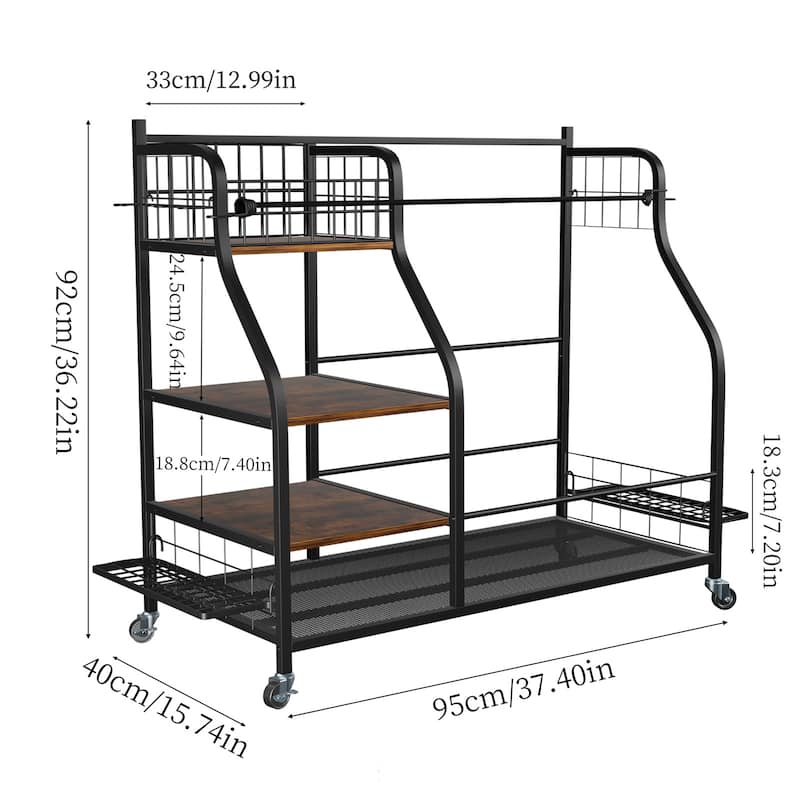 Multifunctional Golf Bags Organizer Rack Rolling Golf Equipment Storage Shelves on Wheels