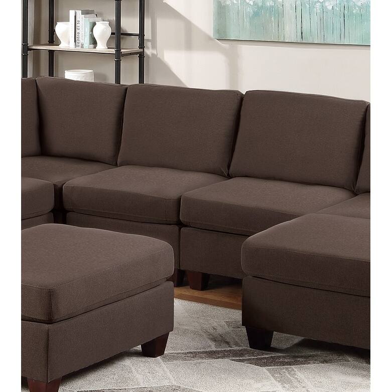 Living Room Furniture Armless Chair Grey Linen Like Fabric 1pc Cushion Armless Chair Wooden Legs