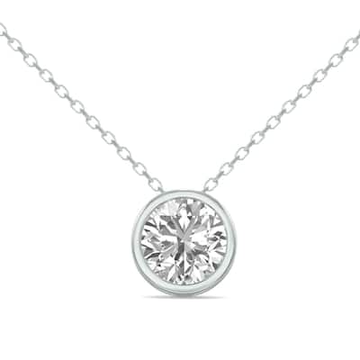 Marquee Certified 3/4 Carat Lab Grown Diamond Bezel Pendant in 14K White Gold (F-G Color, VS1-VS2 Clarity)