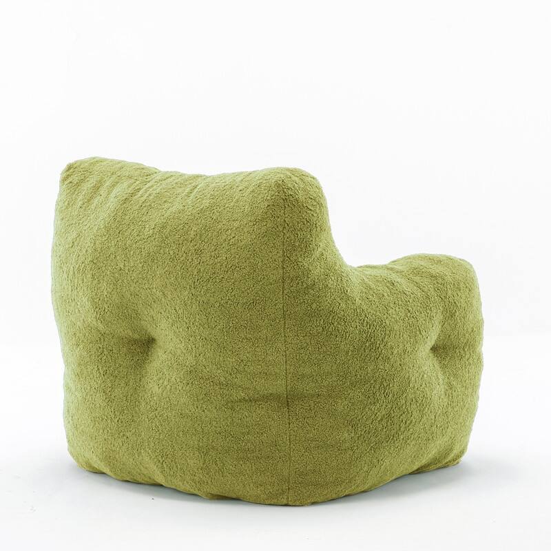 Grondin Mid-Century Modern Faux Fur Fabric Upholstery Bean Bag Chair Tufted Foam Padding Lazy Sofa with Armrests