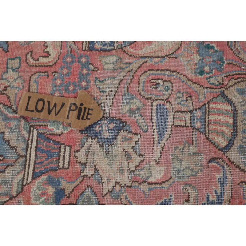 Animals Pink Kashmar Persian Vintage Area Rug Hand-Knotted Wool Carpet - 9'5"x 12'9"