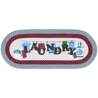 SAFAVIEH Handmade Braided Posters Viivika Machine Washable Rug - 1'8" x 4' Oval