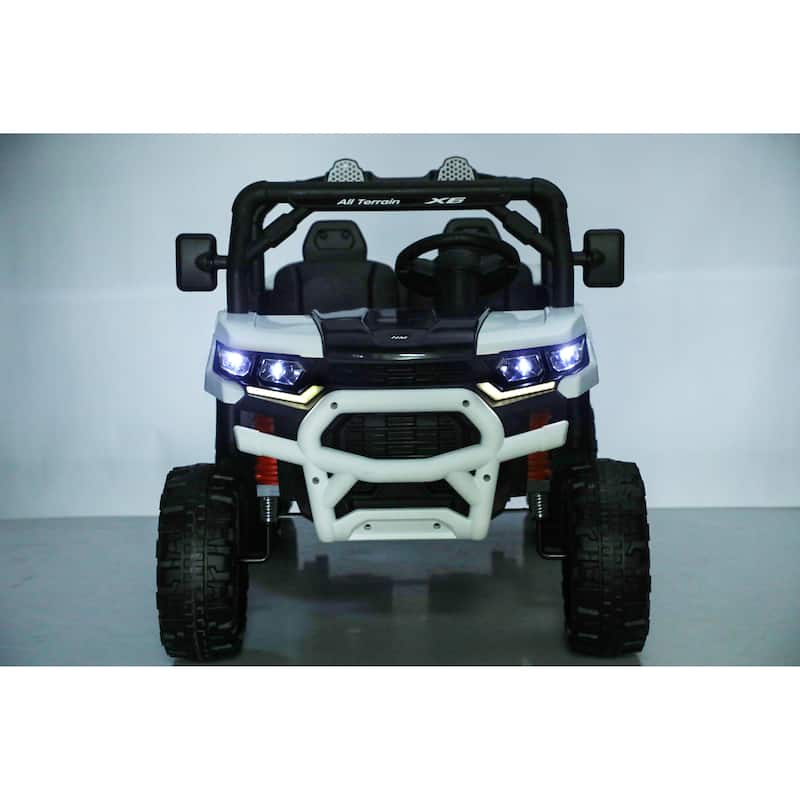 24V 2-Seater 4WD 6-Wheel Ride-On UTV Dump Truck for Ages 3+, Remote Control with LED Lights & Music - White