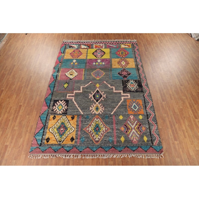 Geometric Plush Moroccan Oriental Area Rug Handmade Wool Carpet - 8'11" x 12'6"
