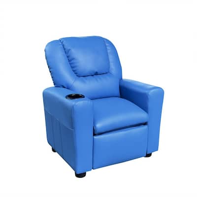 Nik Youth Recliner Chair, Cup Holder, Padded Seat and Back, Blue