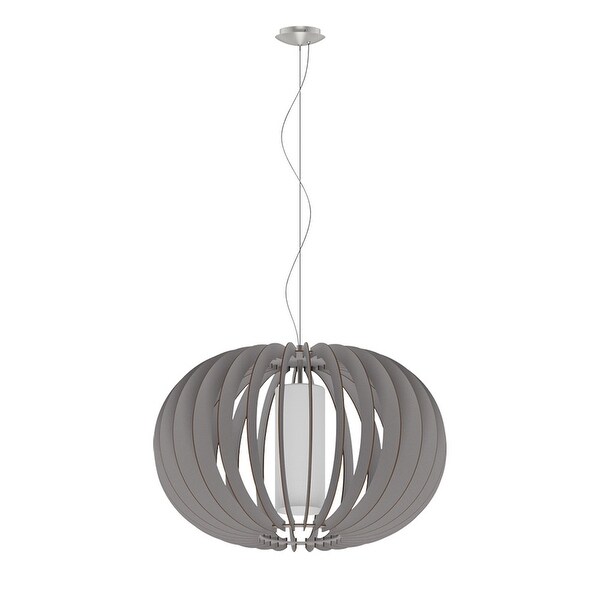 Eglo Stellato Colore 1 Light Matte Nickel Globe Pendant and Gray Wood and White Glass Bed Bath Beyond 20056216