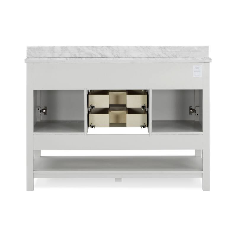 Furniture of America Anya 49" Single Bathroom Vanity with White Carrera Marble Top and Undermount Sink
