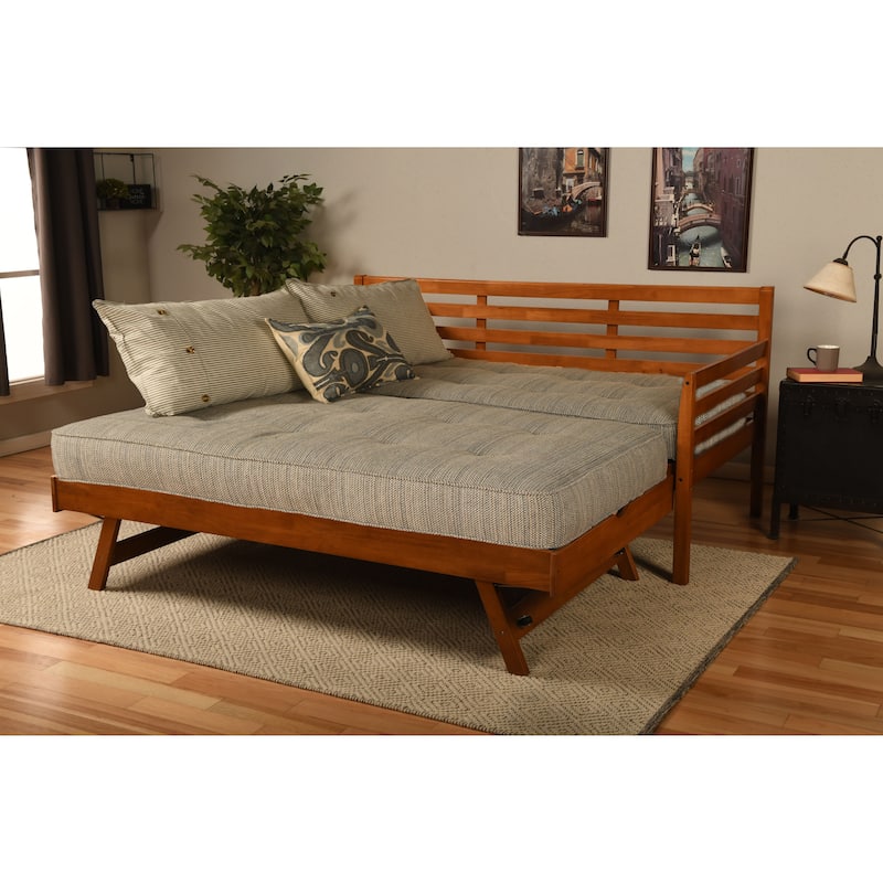Somette Boho Daybed and Pop Up Bed in Barbados with Mattresses - Seaport Blue