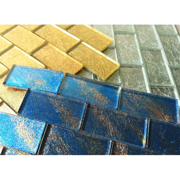 Tilegen Galaxy 2 X 4 Glass Mosaic Tile In Gold Wall Tile 10 Sheets 9 6sqft Overstock 27973433