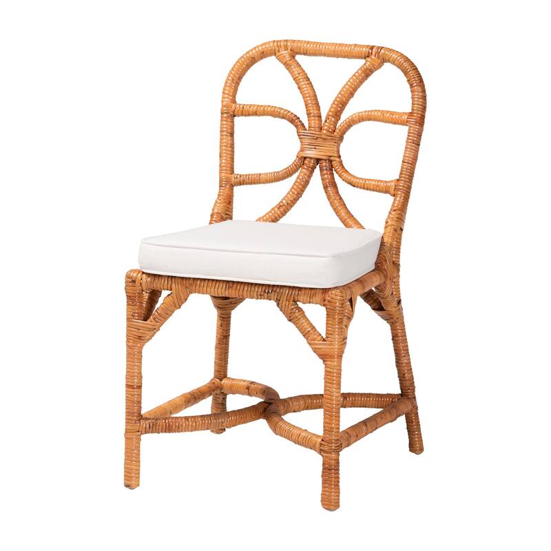 Trenton 5-Piece Rattan Dining Set - Round Wicker Table with Scallop Edge and 4 Side Chairs, Handwoven Boho Coastal Style