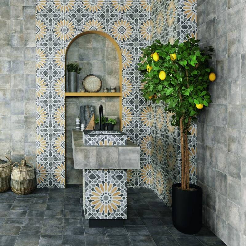 The Tile Life Garden Sunflower 8x8 Yellow Matte Porcelain Floor, Wall & Backsplash Tile