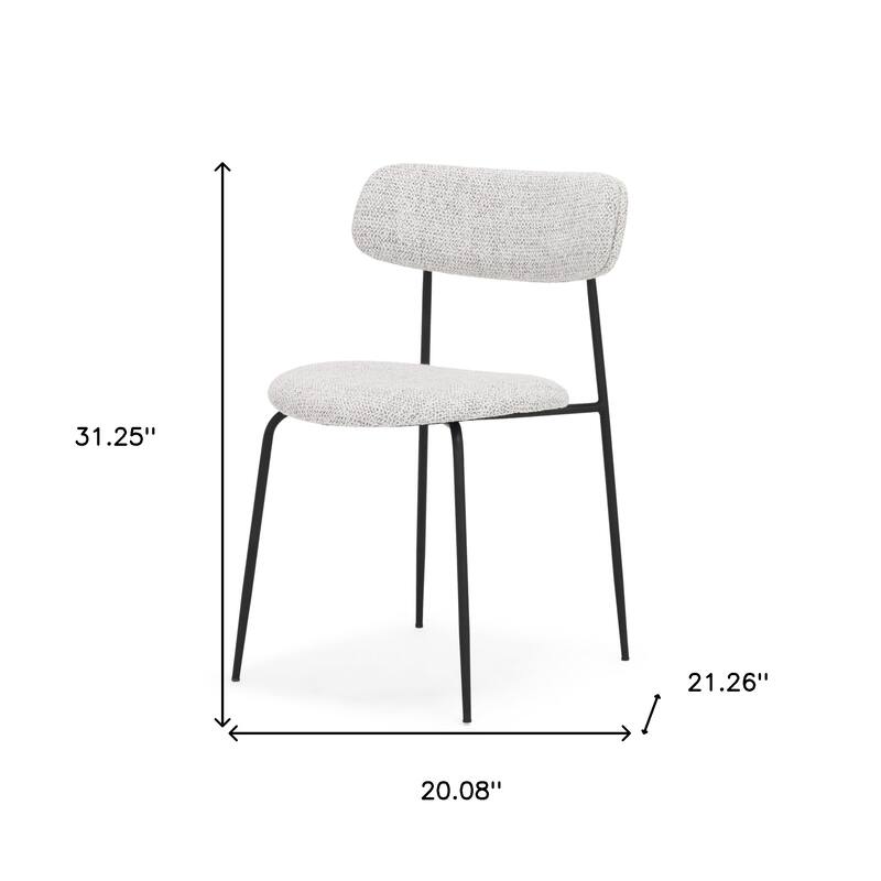HomeRoots Gray and Black Upholstered Fabric And Metal Open Back Dining Side Chair - 20.08 in. x 31.25 in. x 21.26 in.