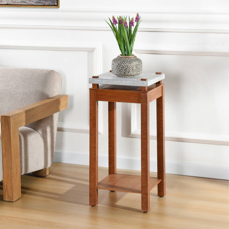 StyleCraft Norman Wyatt Home - Fern Plant Stand - Cement Gray & Zebra Cherry