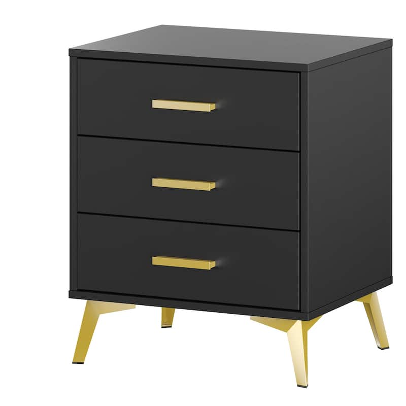 Timechee 23.6'' Tall 3 - Drawer Nightstand In White/Black