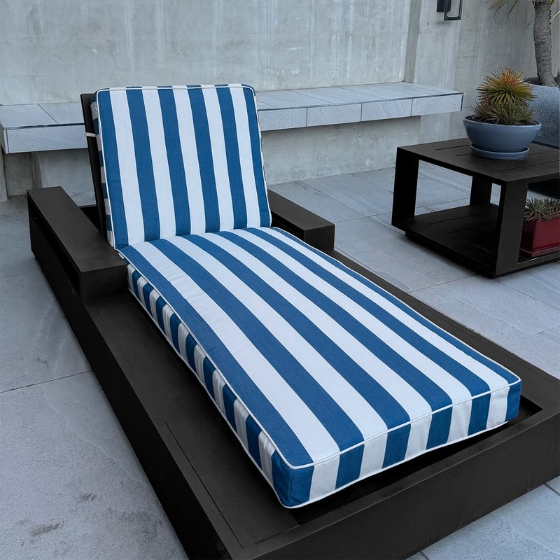 Sherry Kline Indoor/Outdoor Cabana Stripe Chaise Lounge with Contrast Cord