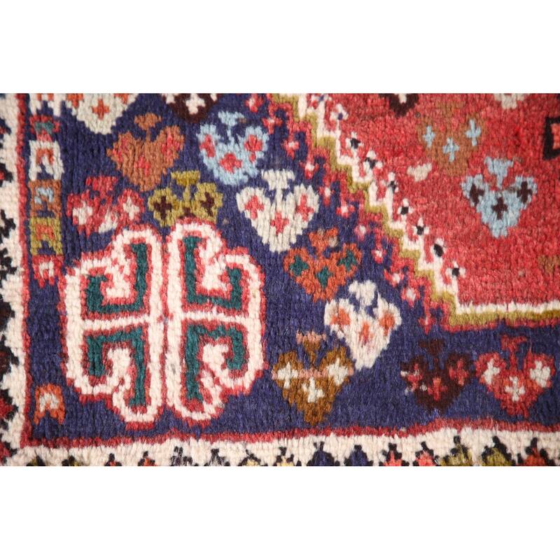 Shiraz Persian Vintage Area Rug Handmade Wool Carpet - 3'1"x 4'3"