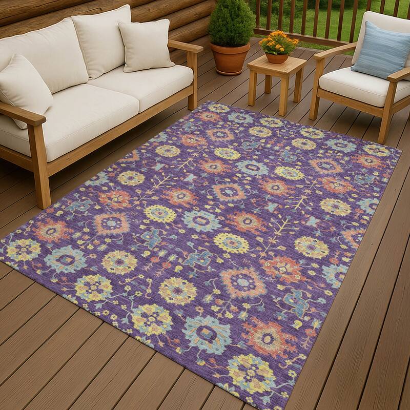 Machine Washable Indoor/ Outdoor Global Durango Chantille Rug - Purple - 2'6" x 3'10"
