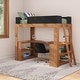 preview thumbnail 16 of 27, Max and Lily Mid-Century Modern Twin Loft Bed with Wraparound Desk and Shelves Pecan/Black