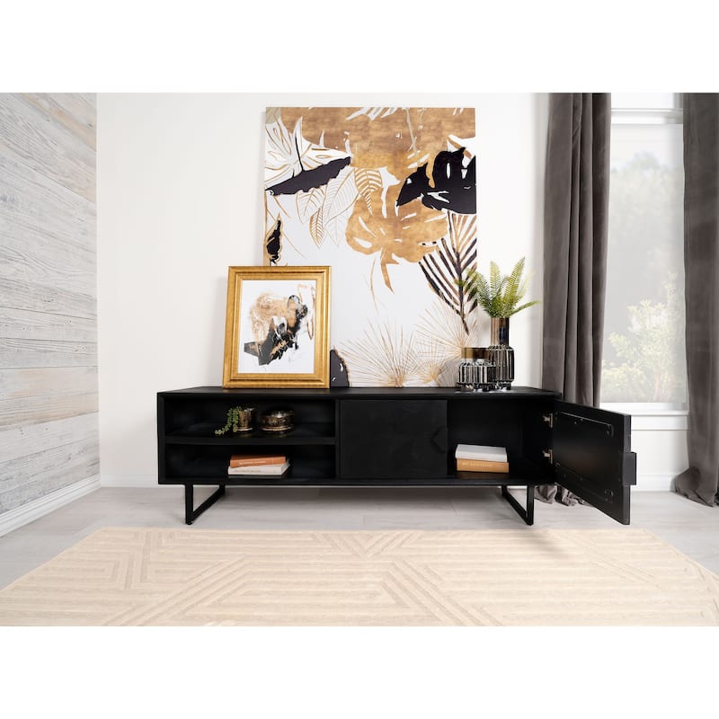 Marsden 2-Door Mango Wood 70" TV Stand Charcoal Black